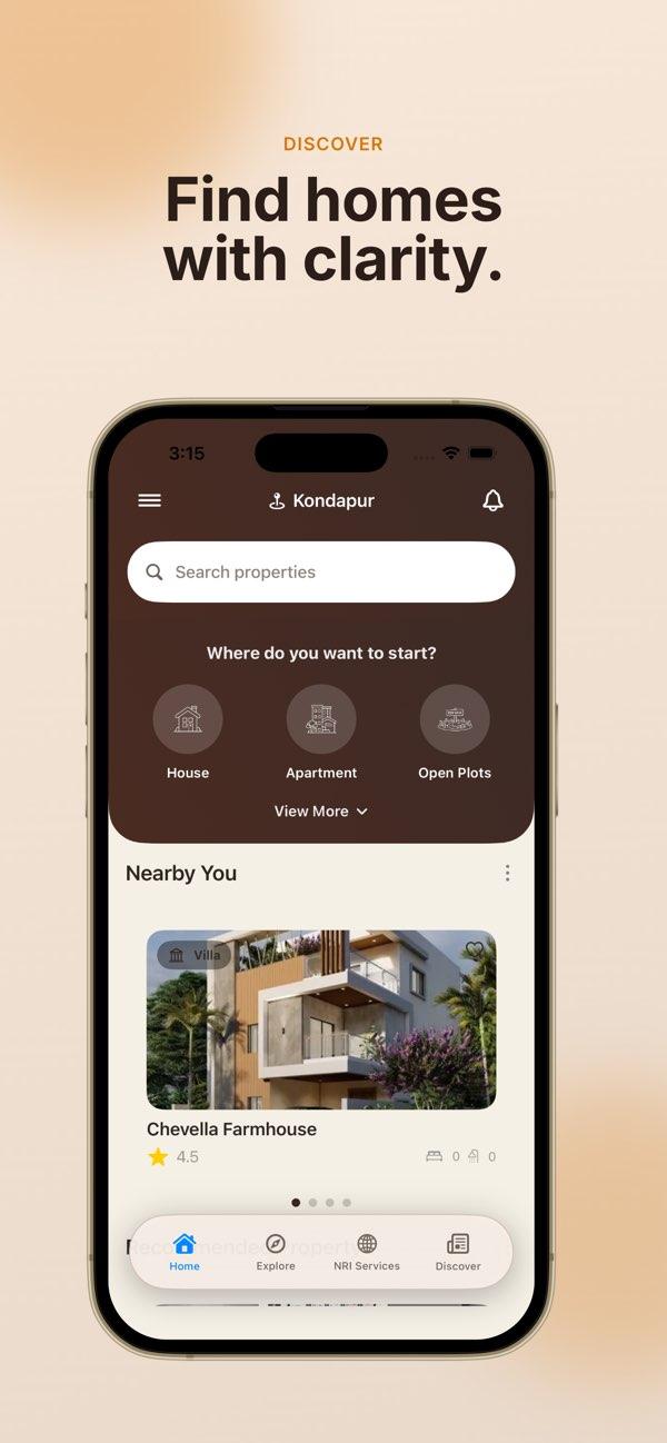 AssetCare property discovery screen on iPhone